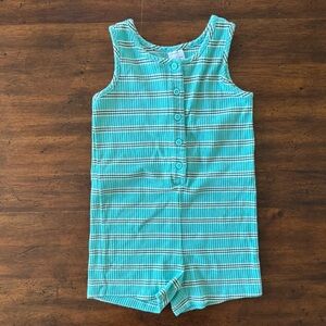 Hanna Andersson Teal Striped Romper Playsuit